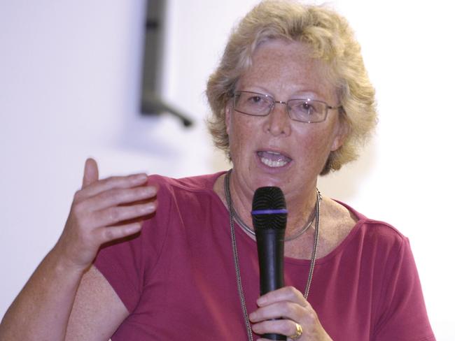 Susan Martin speaking at a meeting on the development of Currawong, was awarded the Medal of the Order of Australia (OAM) for service to the Pittwater community. Picture: Manly Daily