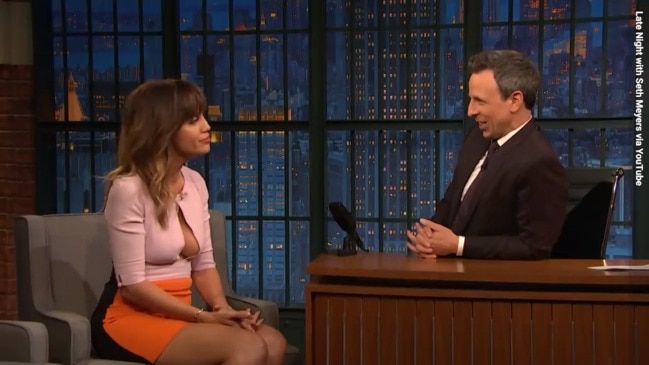 Natalie Morales on Late Night with Seth Meyers.