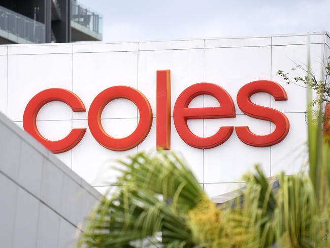 BRISBANE, AUSTRALIA - NewsWire Photos - SEPTEMBER 22, 2020.A Coles supermarket sign above a store in Brisbane. Coles outlets across Queensland will become fully powered by renewable energy sources by 2022.Picture: NCA NewsWire / Dan Peled