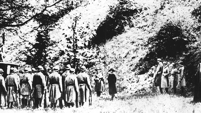 World War I spy Mata Hari (centre) faces the French squad at Vincennes, France, on October 15, 1917.