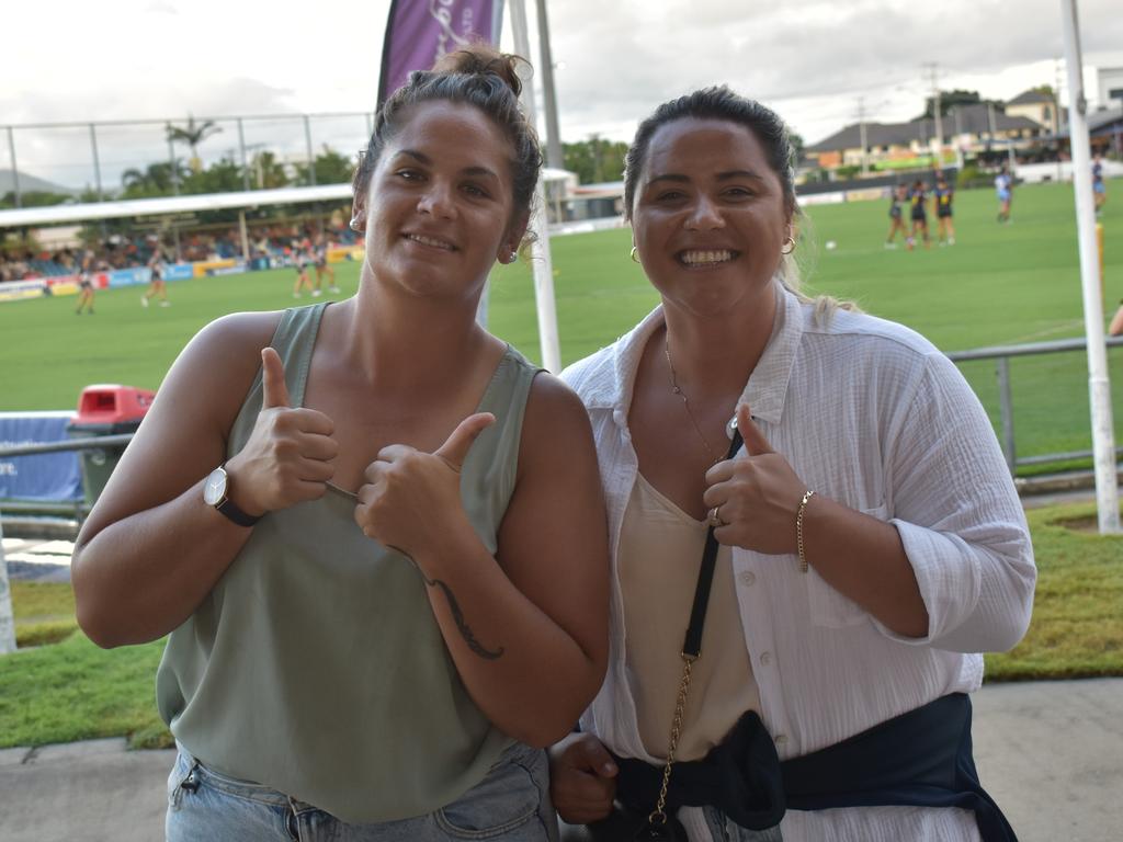 Sharnee Werahiko and Jubilee Bennett at the Capras menâ&#128;&#153;s and womenâ&#128;&#153;s season openers at Browne Park, Rockhampton, on March 11, 2023.