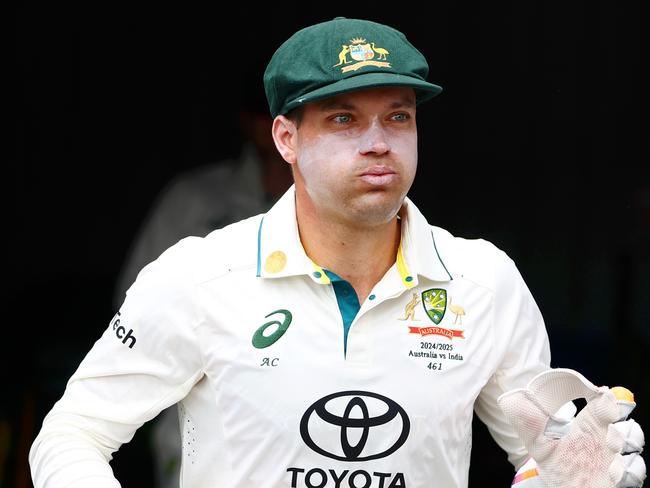 BRISBANE, AUSTRALIA - DECEMBER 16: Alex Carey of Australia walks out of the player tunnel after the lunch break during day three of the Third Test match in the series between Australia and India at The Gabba on December 16, 2024 in Brisbane, Australia. (Photo by Chris Hyde/Getty Images)