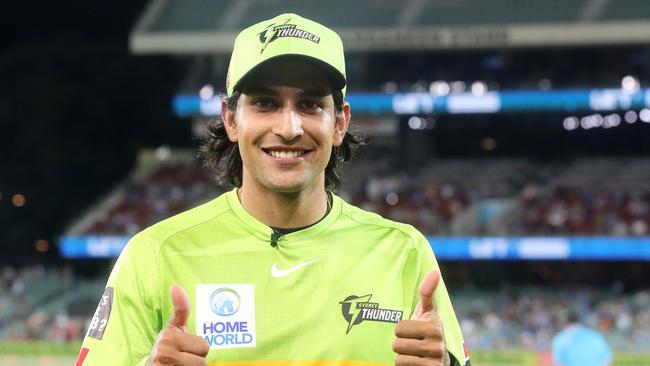 Sangha playing for the Sydney Thunder at the Adelaide Oval. Picture: Sarah Reed/Getty Images.