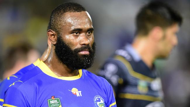 NRL Round 8 match between North Queensland Cowboys and Parramatta Eels at 1300SMILES Stadium, Townsville, QLD. Eel's Semi Radradra dejected after the loss.