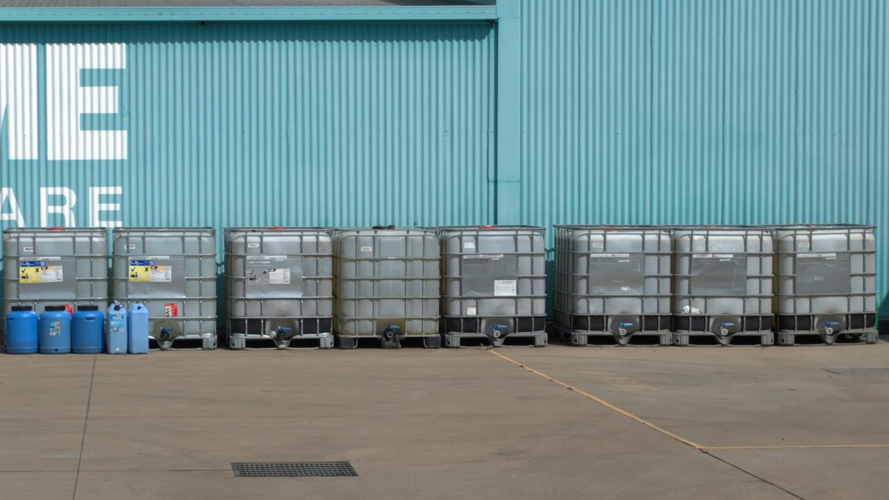 Contaminated water stored at the Ayr Fire Station.