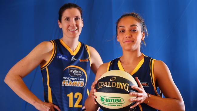 Sydney University Flames stars Belinda Snell and Leilani Mitchell.