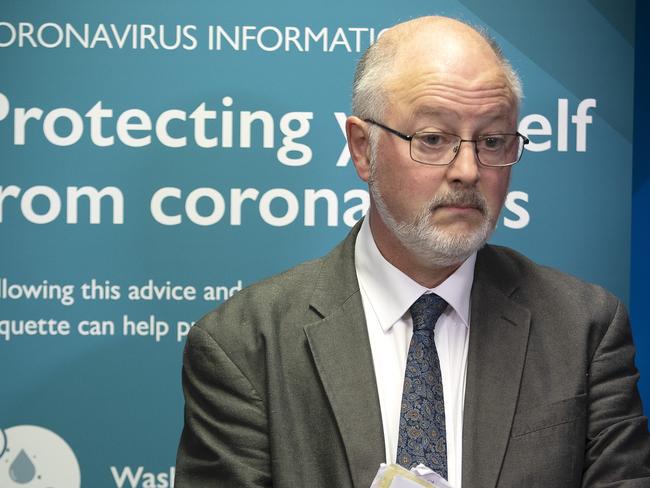 Acting Director of Public Health Dr Mark Veitch during a press conference at Hobart. Picture Chris Kidd