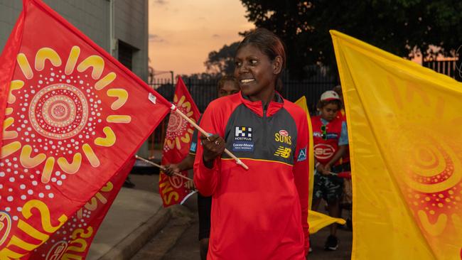 Fans at the 2024 AFL match between Gold Coast Suns and North Melbourne at TIO Stadium. Picture: Pema Tamang Pakhrin