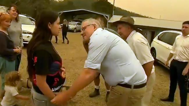 Australian Prime Minister Scott Morrison during his visit to Cobargo. Picture: Supplied
