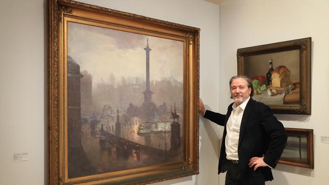Deutscher and Hackett co-director Damian Hackett with Arthur Streeton’s The Centre of The Empire (1902), which sold for $1.5m. Picture: John Feder / The Australian