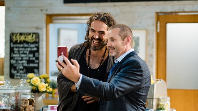 Russell Brand and Toadie pose for a picture. Picture: Supplied