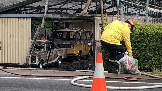 Vintage cars were destroyed in a Northern Beaches Factory fire. Picture: Jim O'Rourke