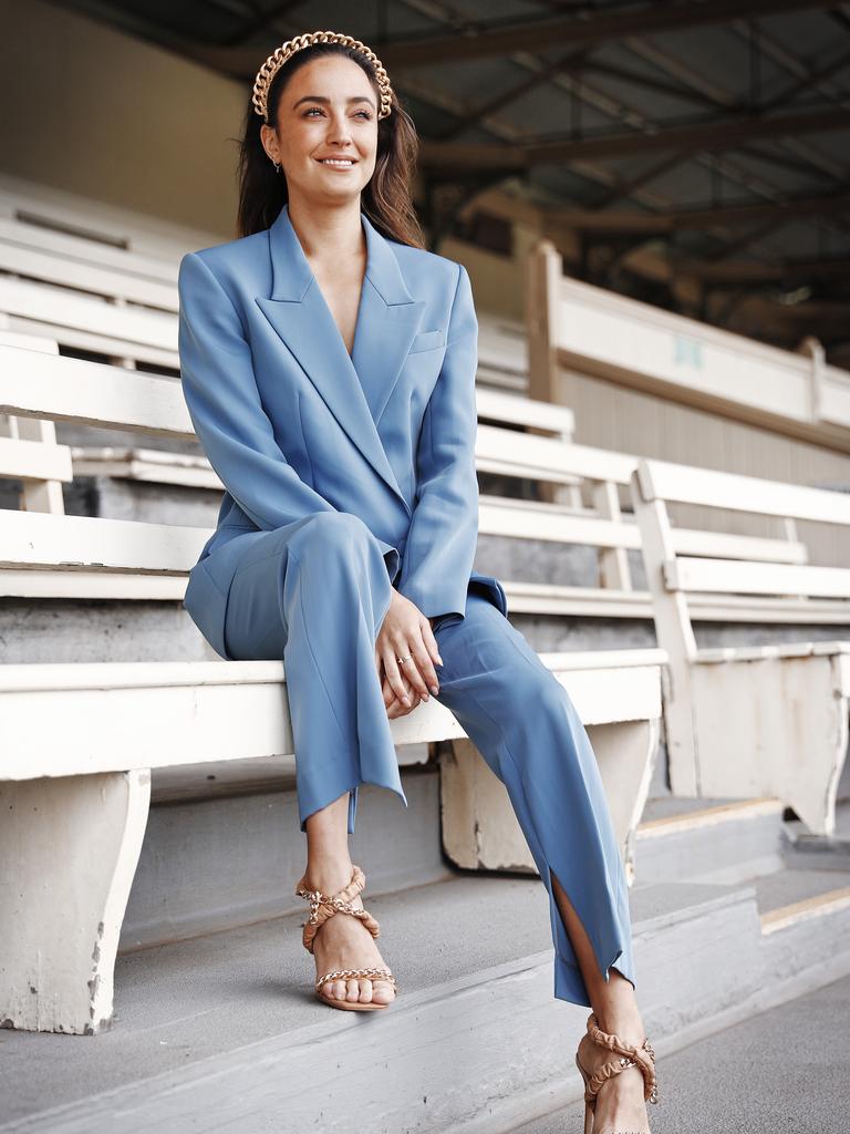 TV presenter Abbey Gelmi pictured at Royal Randwick Racecourse before the Golden Slipper this weekend. Picture: Sam Ruttyn