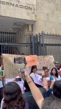 Protesters gather outside government building in Mexico City