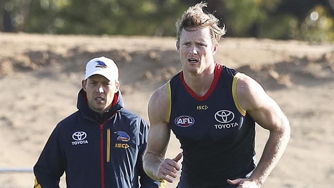 Adelaide defender Alex Keath trains at West Lakes. Picture: Sarah Reed