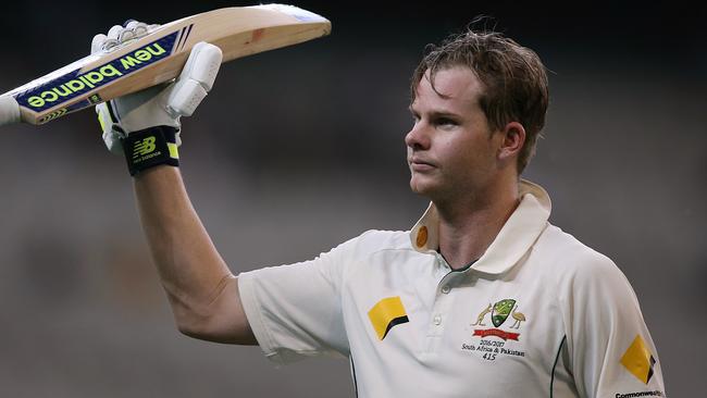 Steve Smith after scoring a century at the MCG. Picture:Wayne Ludbey