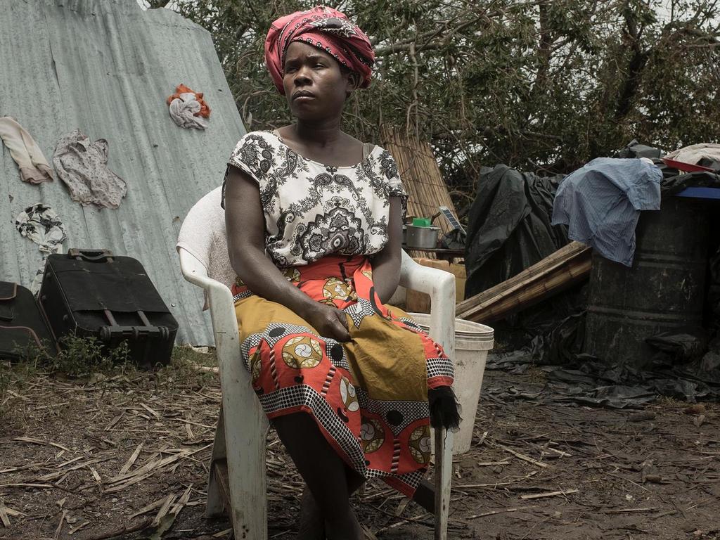 Morganda Albino, 30, fled the rising waters with her five children. Picture: Josh Estey/CARE