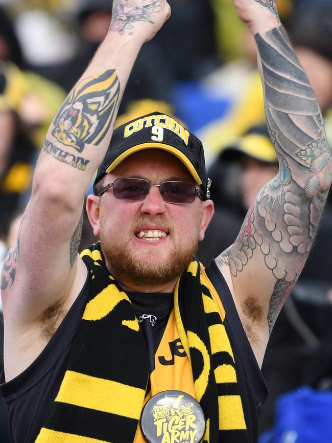 Tigers fans at Punt Rd Oval. Picture: AAP Image/Joe Castro