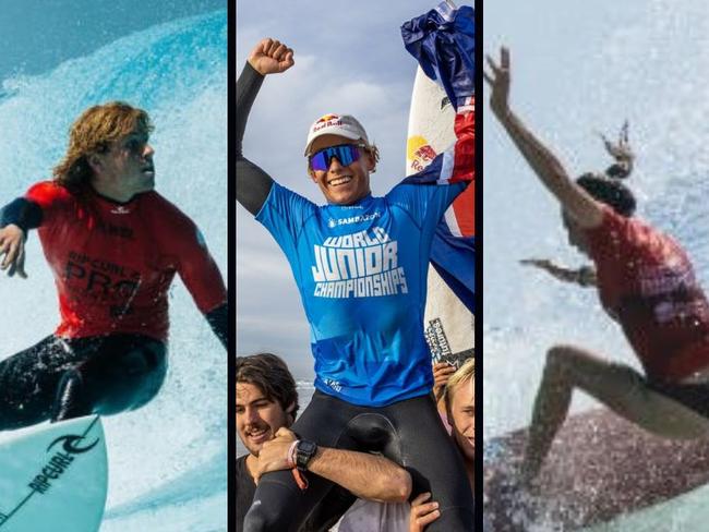 Australian QS surfers Xavier Huxtable, Jarvis Earle and Philippa Anderson.