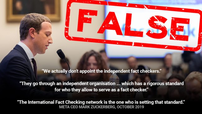 Meta CEO Mark Zuckerberg testifies to the US congress about fact checking being independent and overseen by the IFCN.