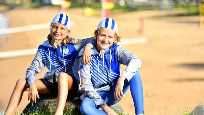 Junior lifesavers from North Barrier Club, Macy Stone 11 and Clancy Stone 13 will be joining their team at the Queensland Youth State Championships in North Kirra Beach. Picture: Alix Sweeney