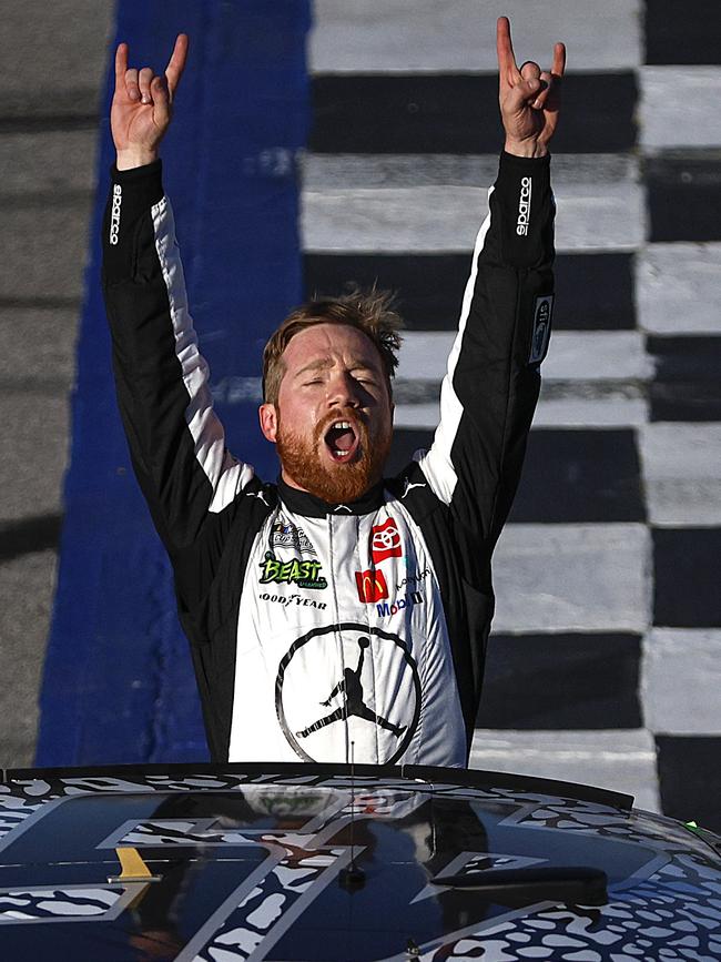 Tyler Reddick, driver of the #45 Jordan Brand Toyota, celebrates after winning the NASCAR Cup Series GEICO 500 at Talladega Superspeedway.(Photo by Sean Gardner/Getty Images)