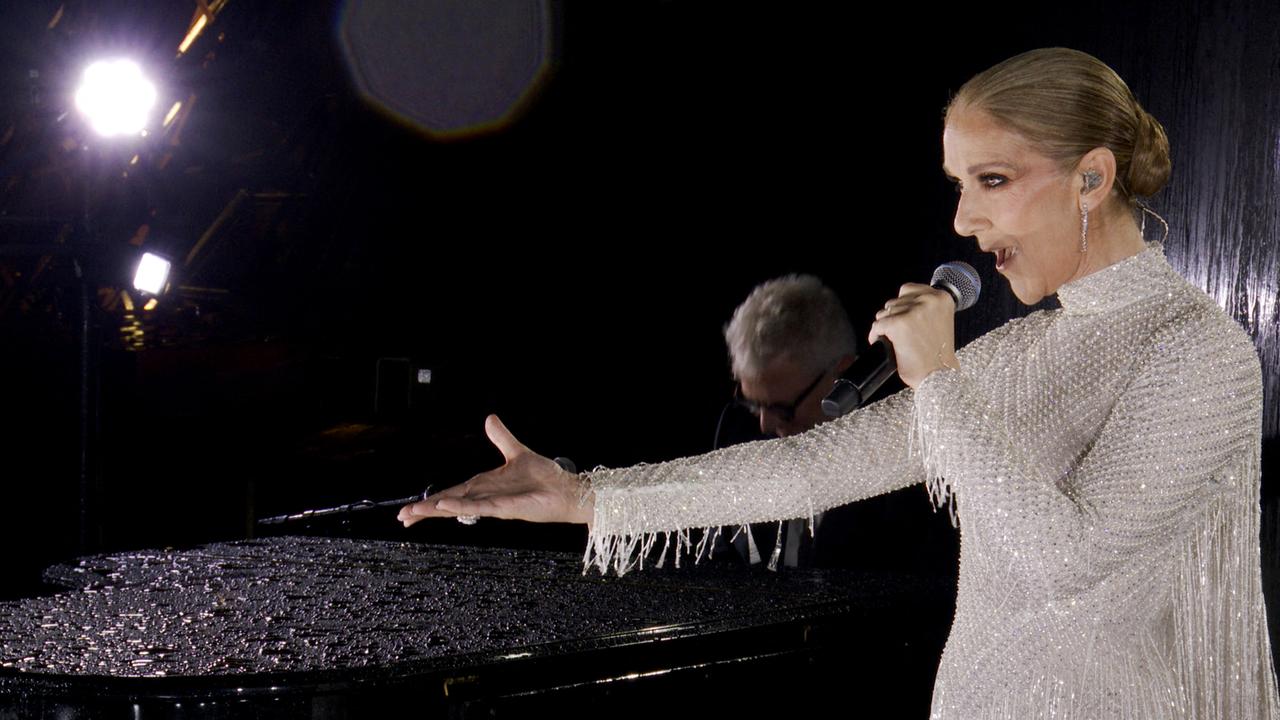 Dion made her glorious comeback on the Eiffel Tower at the Paris Olympics. Picture: AFP.
