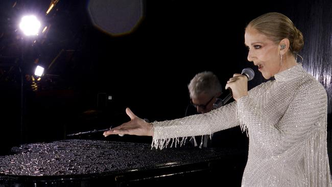 Dion made her glorious comeback on the Eiffel Tower at the Paris Olympics. Picture: AFP.
