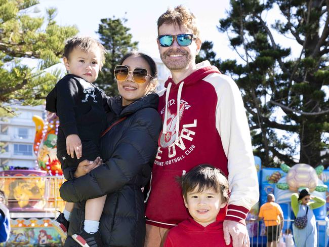 Alisa Smith, Steven Smith, Archer Smith, 4, and Saxon Smith, 2, at CronullaFest at Cronulla on the 09/09/2023. Picture: Daily Telegraph/ Monique Harmer