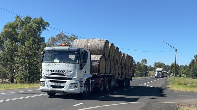 The Aussie Hay Runners drove through Dubbo on their way to Walgett. Photo: Tijana Birdjan