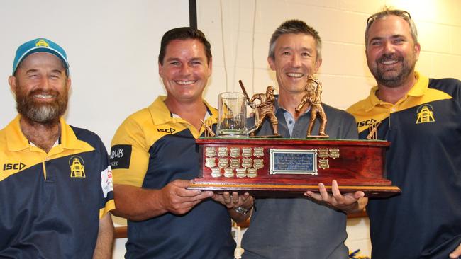 Sauer Family Trophy Winner for Club Volunteer winner Gary Young Congratulated by President Danny Shepperson, Todd Keogh and Alastair Lewis. Picture: Supplied