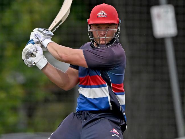 FootscrayÃs Dean J Russ during the Victorian Premier Cricket Footscray v Melbourne University match in Footscray, Saturday, Nov. 26, 2022. Picture: Andy Brownbill