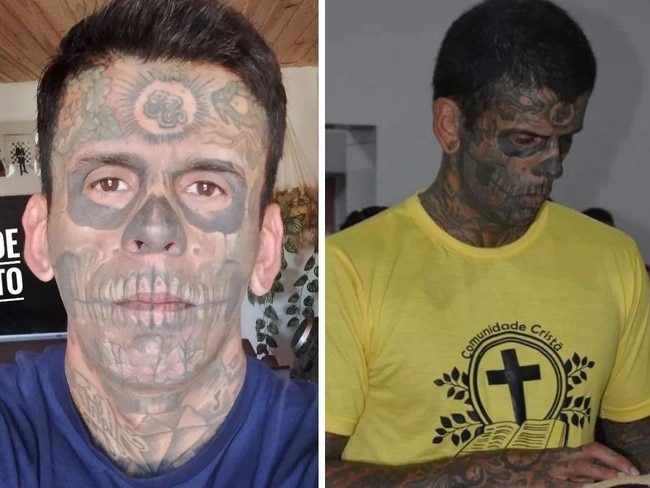 Brazil’s ‘most tattooed man’ unveils dramatic transformation. Picture: Instagram/leandrodesouzabless