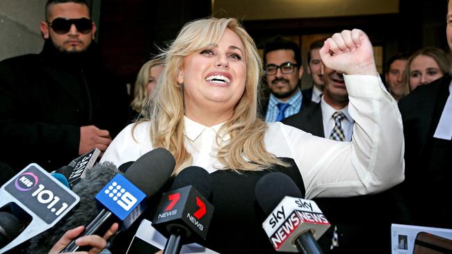 Rebel Wilson speaks after winning her defamation case in June. Picture: Tim Carrafa