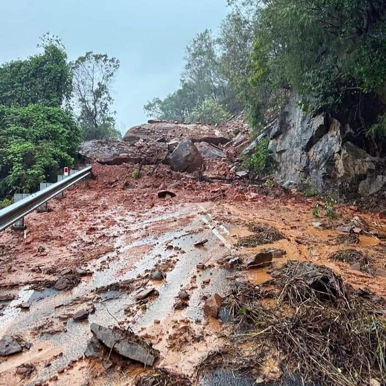 A landslide blocks the road at Rex Lookout, north of Wangetti Beach. Picture: Supplied