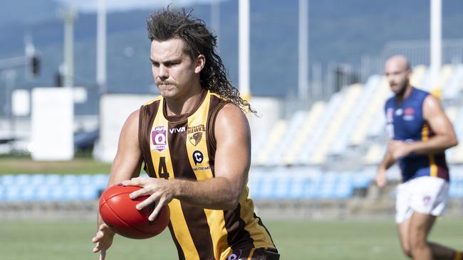 Corey Flint of the Hawks in action during the Cairns AFL Cairns City Lions vs Manunda Hawks on Saturday at Cazalys stadium. Picture Emily Barker