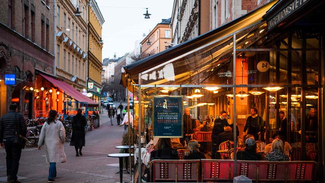 Life goes on in the Swedish capital of Stockholm, which has stayed open for business with a softer approach to curbing the COVID-19 spread. Picture: AFP