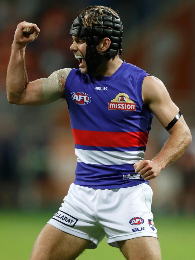 Caleb Daniel celebrates a goal.