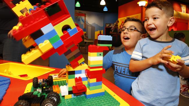 Brothers Fabian and Massimo love playing at Chadstone’s Legoland. Picture: David Caird