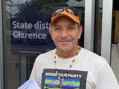 Brett Duroux when he was campaigning for the Indigenous Aboriginal Party at the NSW state election ballot draw at Grafton. Picture: Matt Gazy