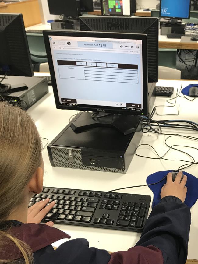 A Year 7 student works through a NAPLAN test online. File picture