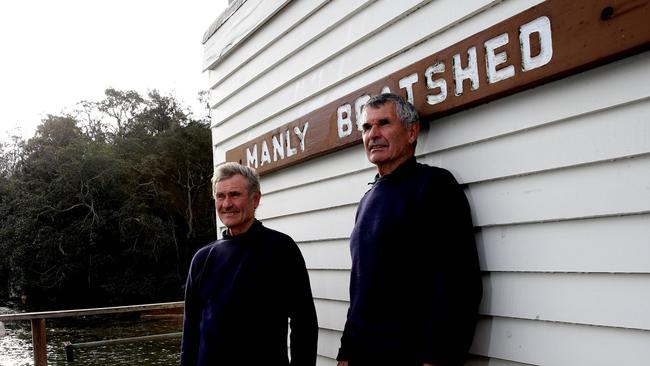 The two sons of the man who built the Manly Boatshed, a well known boating and transfer service at Fairlight. Brothers Hugh and Ian Treharne pictured around the Boatshed.