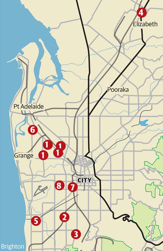 Areas of concern across Adelaide.