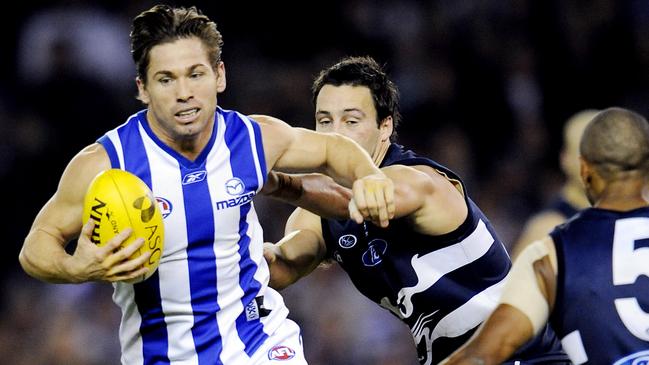 Footballer Shannon Grant in action.AFL football - Geelong vs North Melbourne match at Telstra Dome, Melbourne, Victoria 06 Jun 2008.