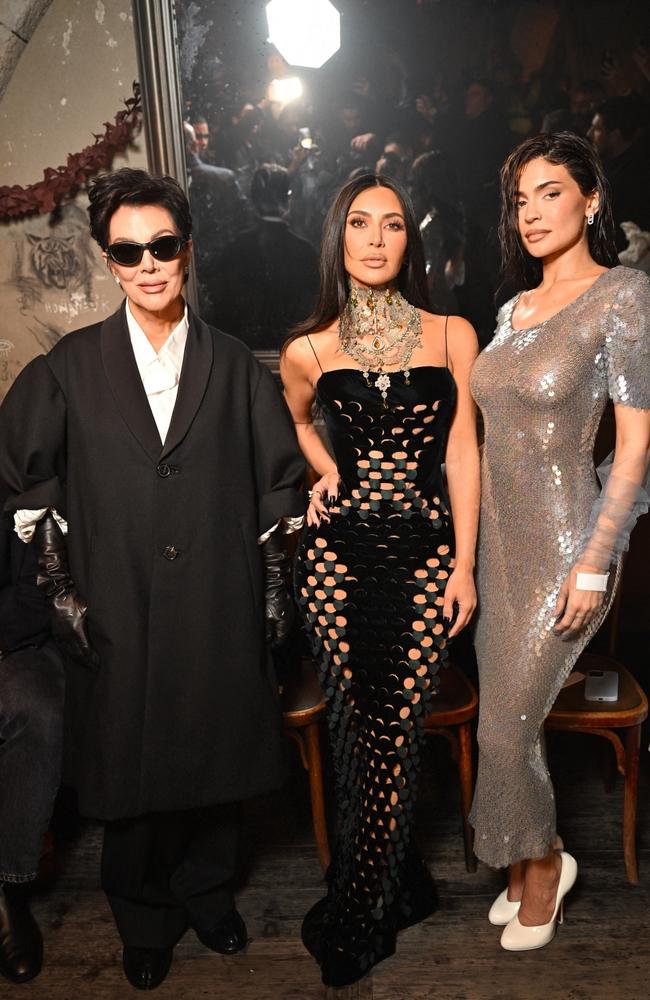 Kris Jenner, Kim Kardashian and Kylie Jenner at the Maison Margiela spring 2024 couture show in Paris. Picture: BACKGRID