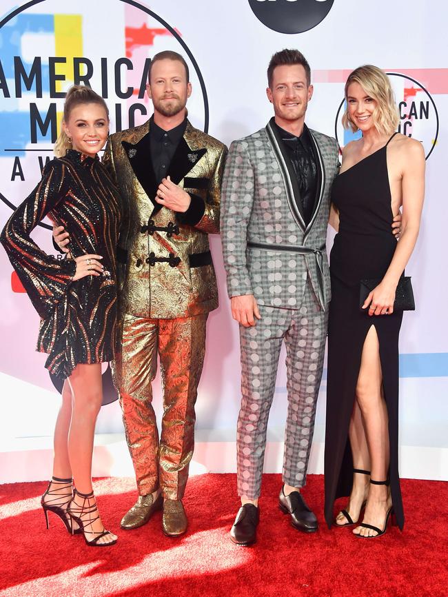 Brittney Marie Cole, Brian Kelley and Tyler Hubbard Florida Georgia Line, and Hayley Stommel. Picture: AFP