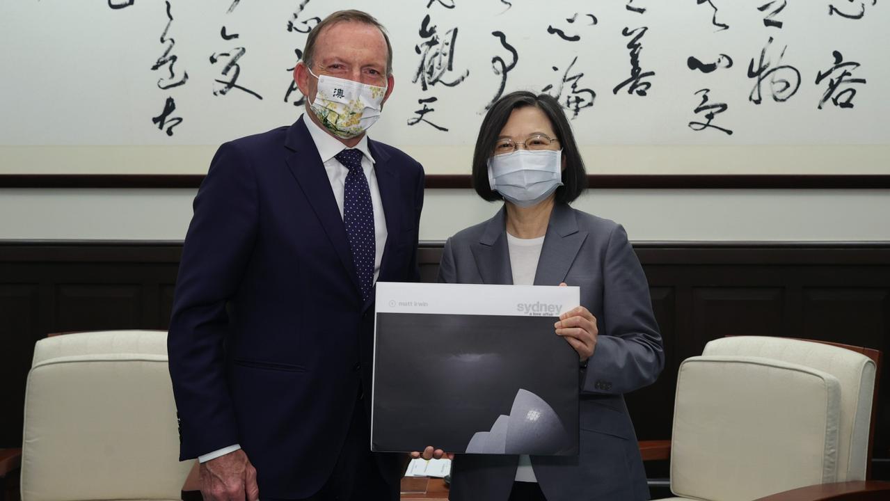 Tony Abbott with Taiwanese President Tsai Ing-wen in Taipei last Thursday,