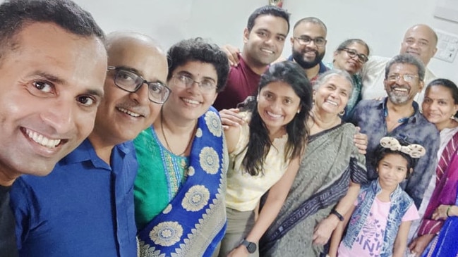 Sainath (Sai) Redij (left) with extended family members during his recent trip to India. Picture: Supplied