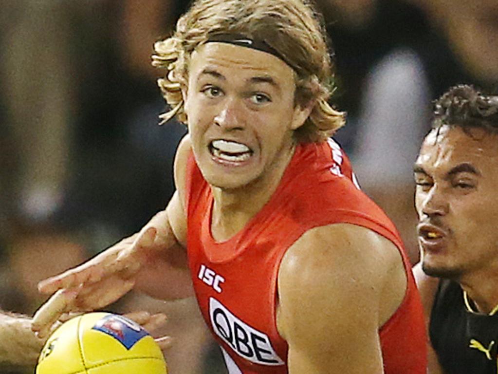 AFL Round 5. 20/04/2019. Richmond v Sydney at Marvel Stadium.   Sydney's James Rowbottom  3rd quarter    . Pic: Michael Klein.