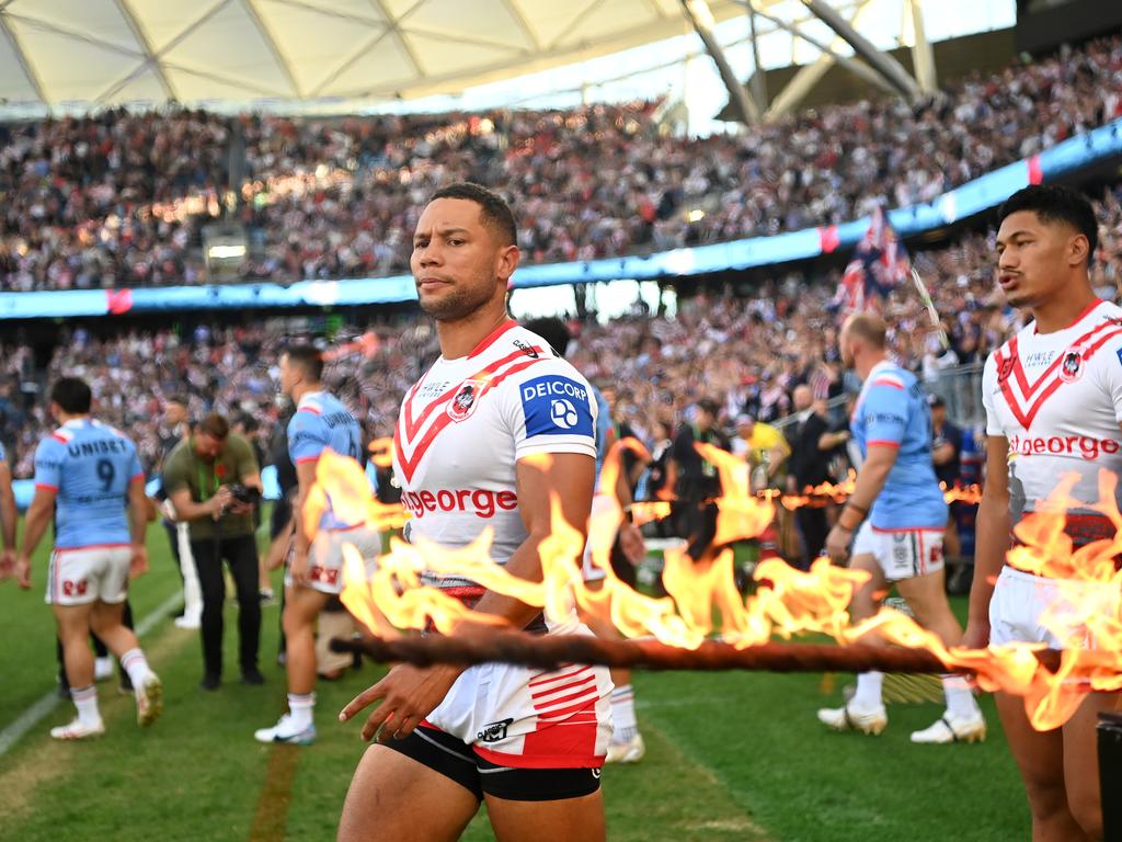 Dragons veteran Moses Mbye has been told he won't be needed at the club next year. Credit: NRL Images.